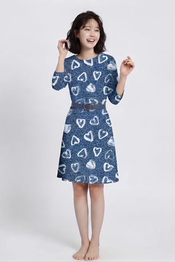 Women's Indigo Heartline Elegance Oversized Dress