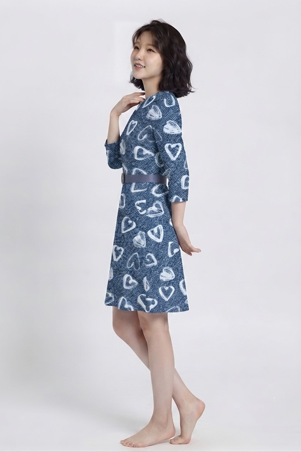 Women's Indigo Heartline Elegance Oversized Dress