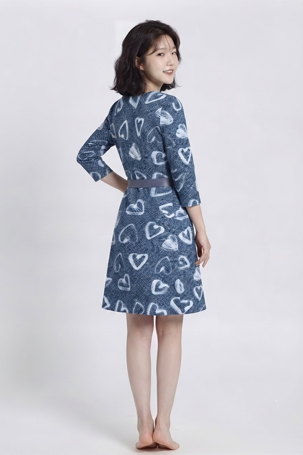 Women's Indigo Heartline Elegance Oversized Dress