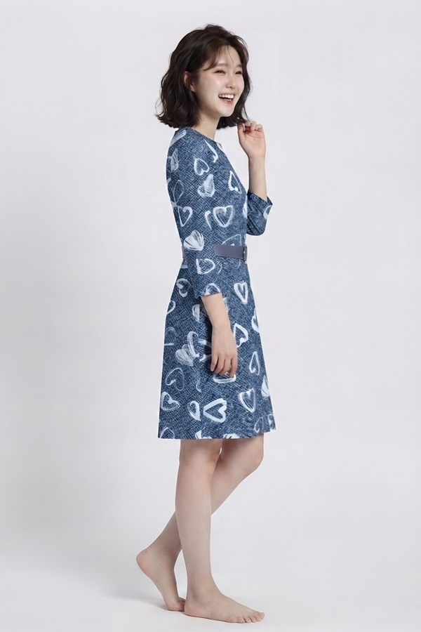 Women's Indigo Heartline Elegance Oversized Dress