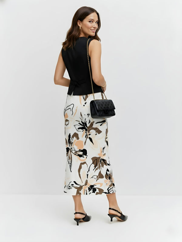 Blush Ink Florals Midi Skirt