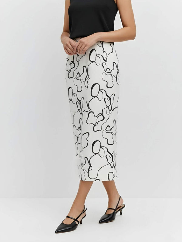 Monochrome Mirage Midi Skirt