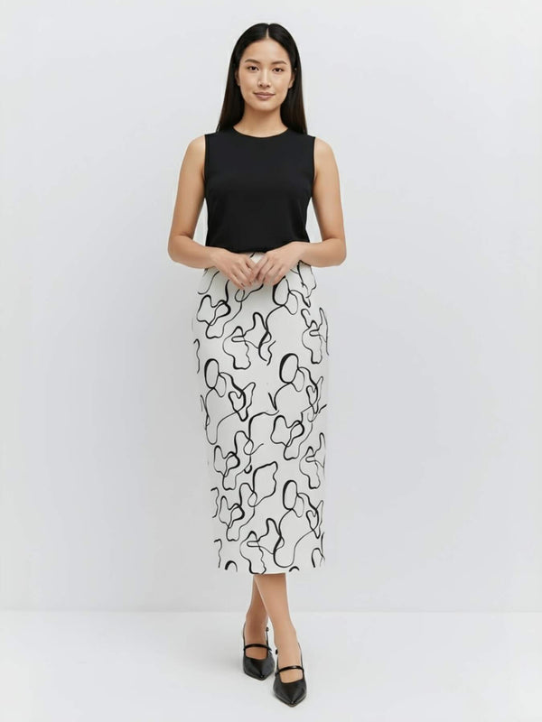Monochrome Mirage Midi Skirt