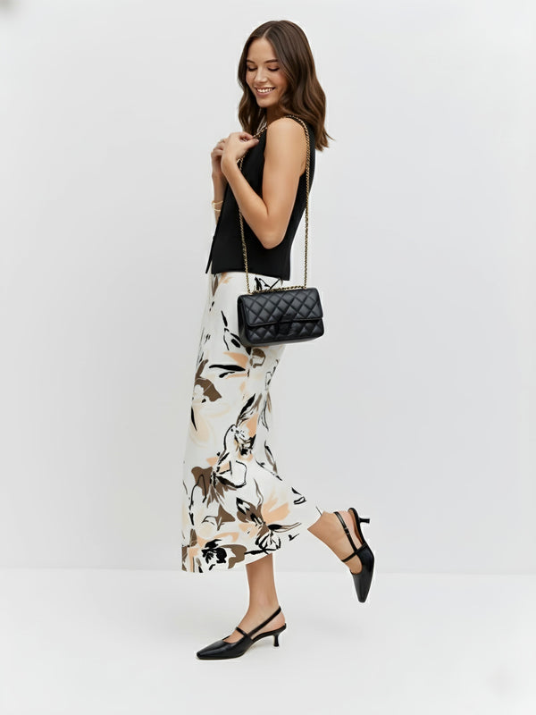 Blush Ink Florals Midi Skirt