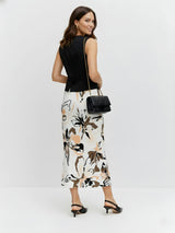 Blush Ink Florals Midi Skirt
