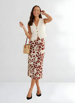 Crimson Wildspots Midi Skirt