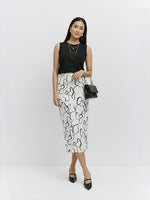 Monochrome Mirage Midi Skirt