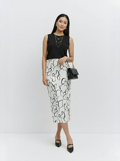 Monochrome Mirage Midi Skirt