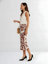 Crimson Wildspots Midi Skirt