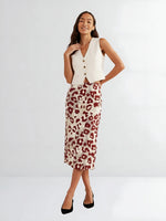 Crimson Wildspots Midi Skirt