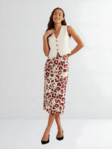 Crimson Wildspots Midi Skirt