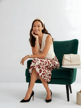 Crimson Wildspots Midi Skirt